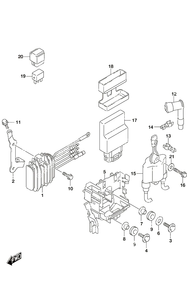 整流器/点火线圈(带动力倾斜的遥控舵柄) Rectifier/Ignition Coil Remote Control Tiller Handle w/Power Tilt