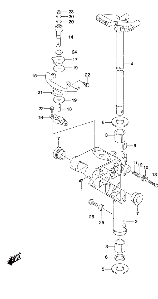 带动力倾斜的旋转支架舵柄 Swivel Bracket Tiller Handle w/Power Tilt