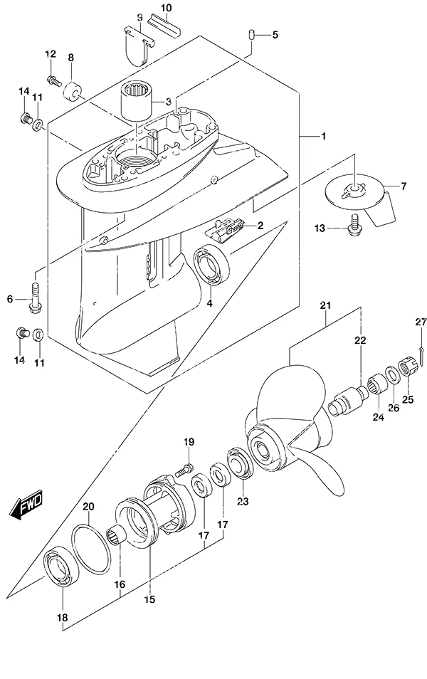 Gear CaseRemote ControlTiller Handle w/Power Tilt