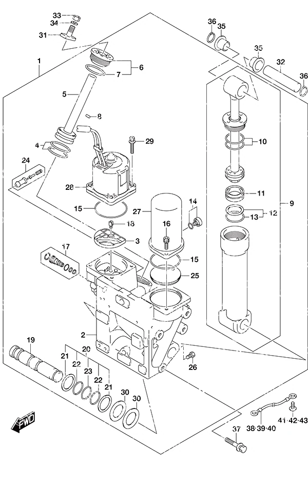 带艉板升降油缸(X/XX型) Trim Cylinder w/Transom (X) (XX)