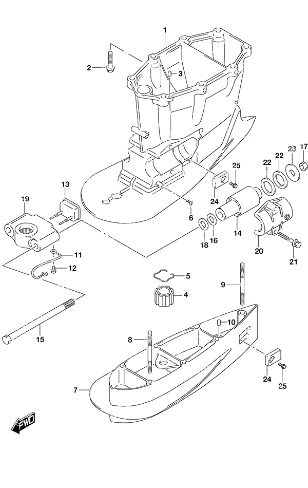 驱动轴壳体带艉板(X型) Drive Shaft Housing w/Transom (X)