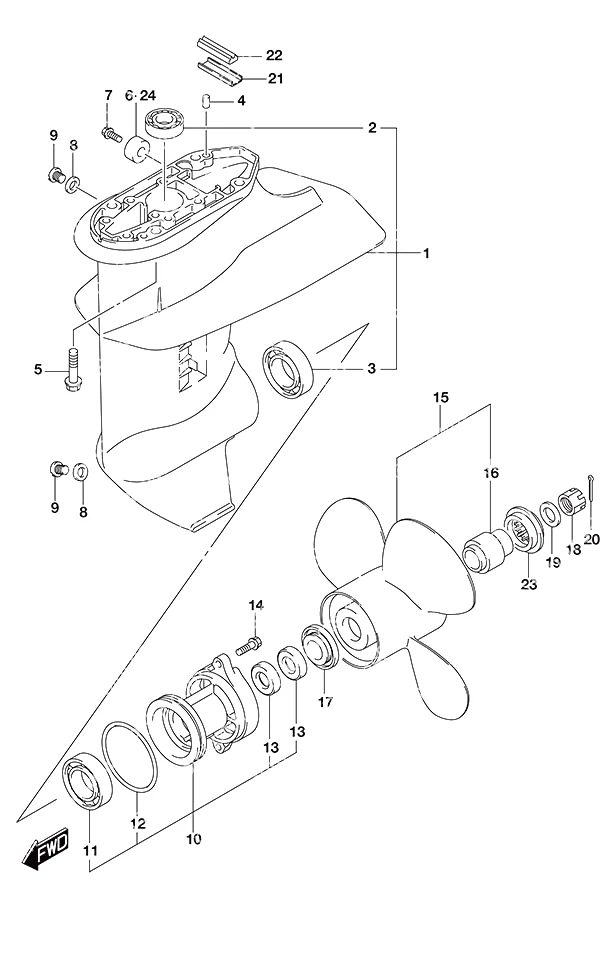 Gear Case w/High Thrust Prop