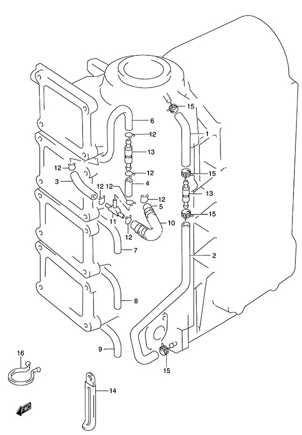 润滑软管(DT140EFI - 1997至2001款) Lubrication Hose(DT140EFI - 1997 to 2001)
