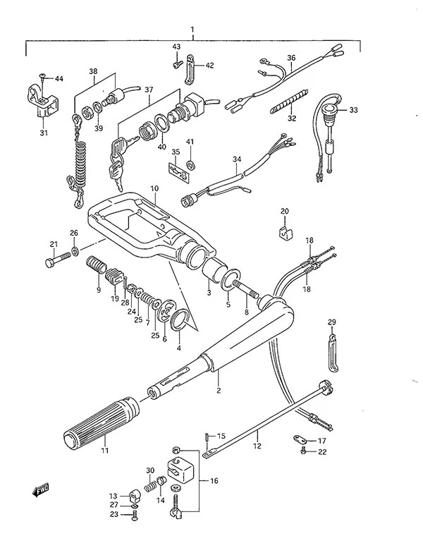 Tiller Handle(1993 to 1998)