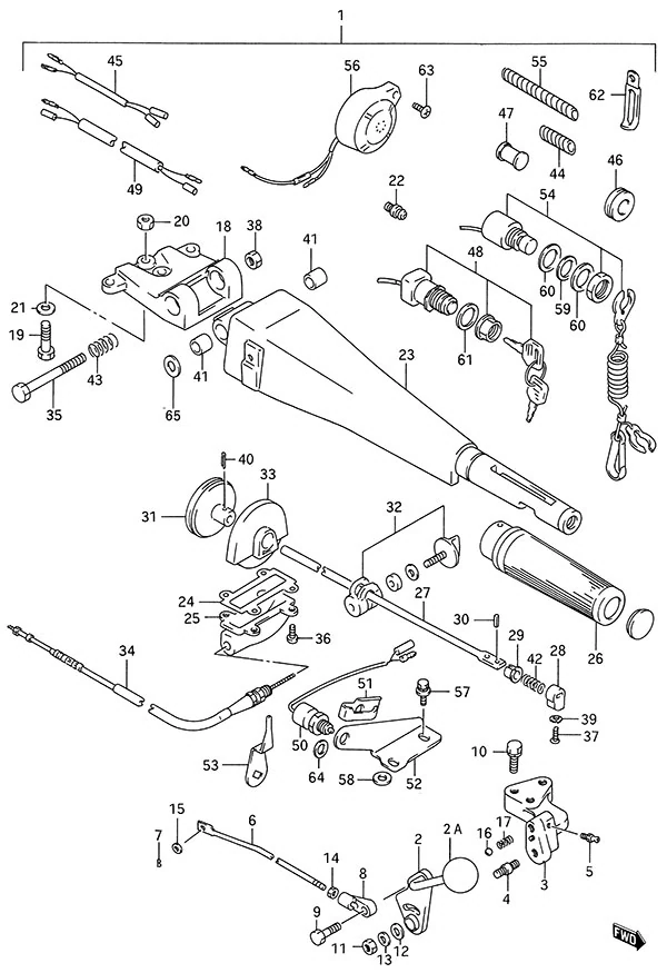 选配: 舵柄(1996至2000款) Opt: Tiller Handle(1996 to 2000)