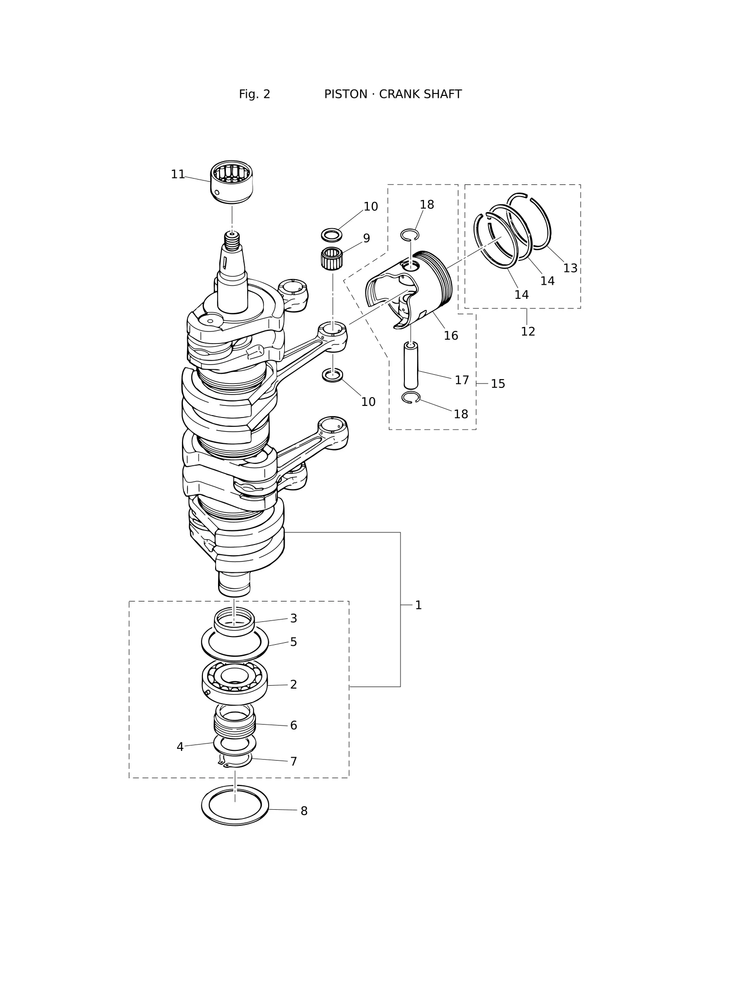 PISTON · CRANK SHAFT