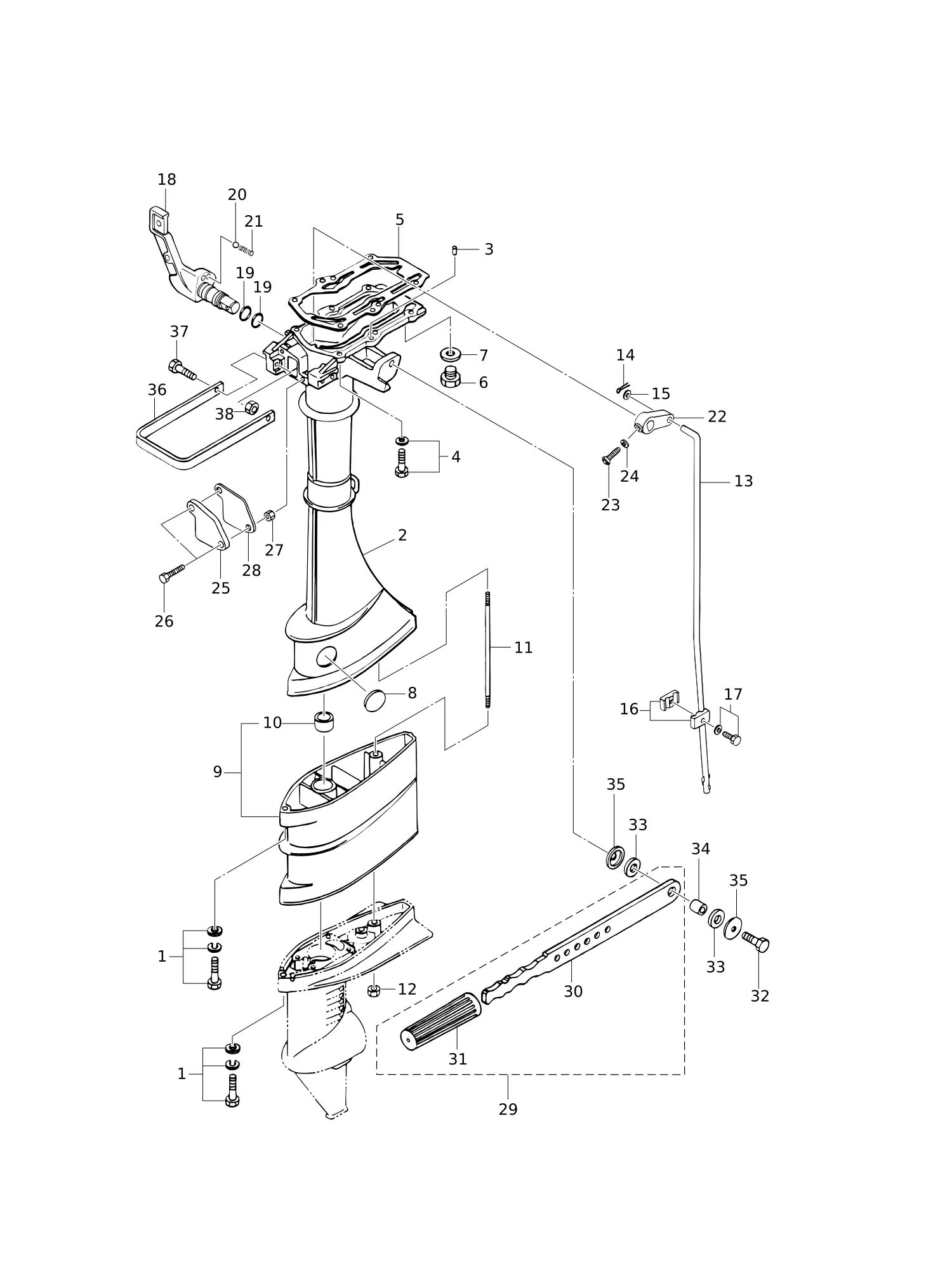 驱动轴外壳·舵柄手柄 (M3.5B2) DRIVE SHAFT HOUSING · TILLER HANDLE (M3.5B2)