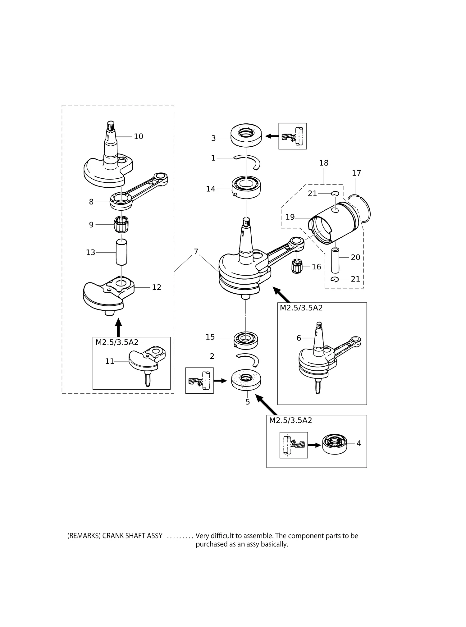 PISTON · CRANK SHAFT