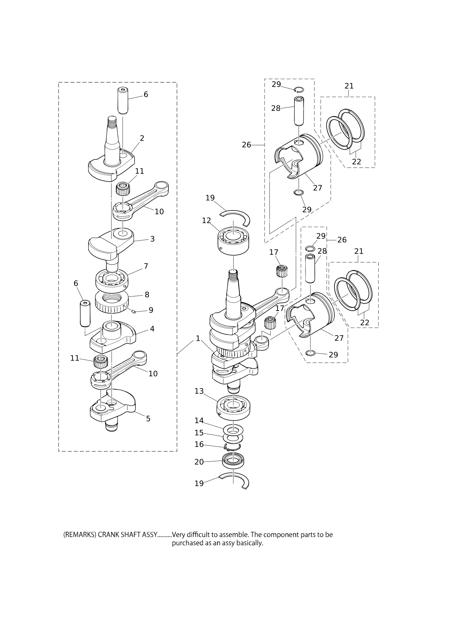 PISTON · CRANK SHAFT