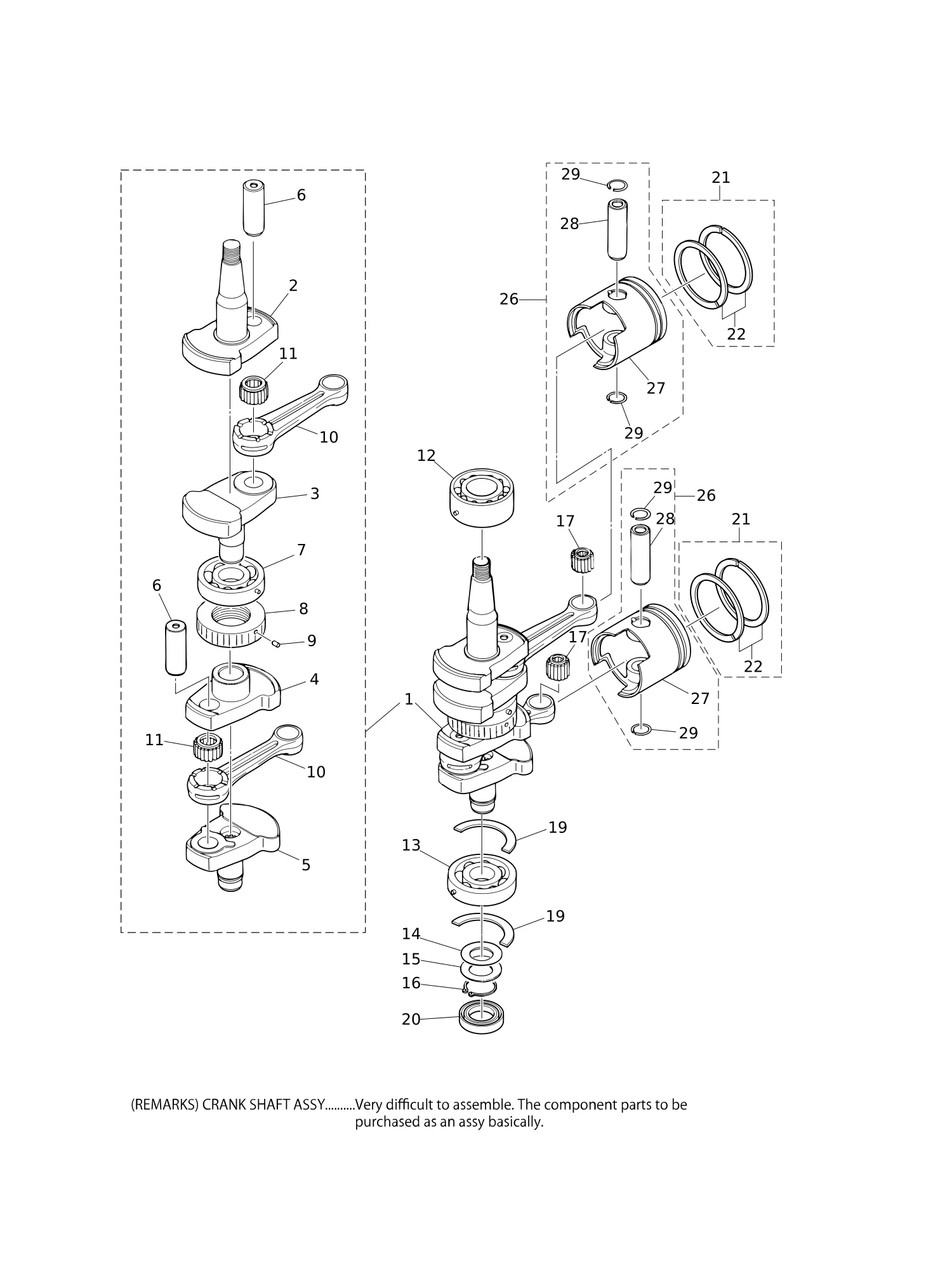 PISTON · CRANK SHAFT