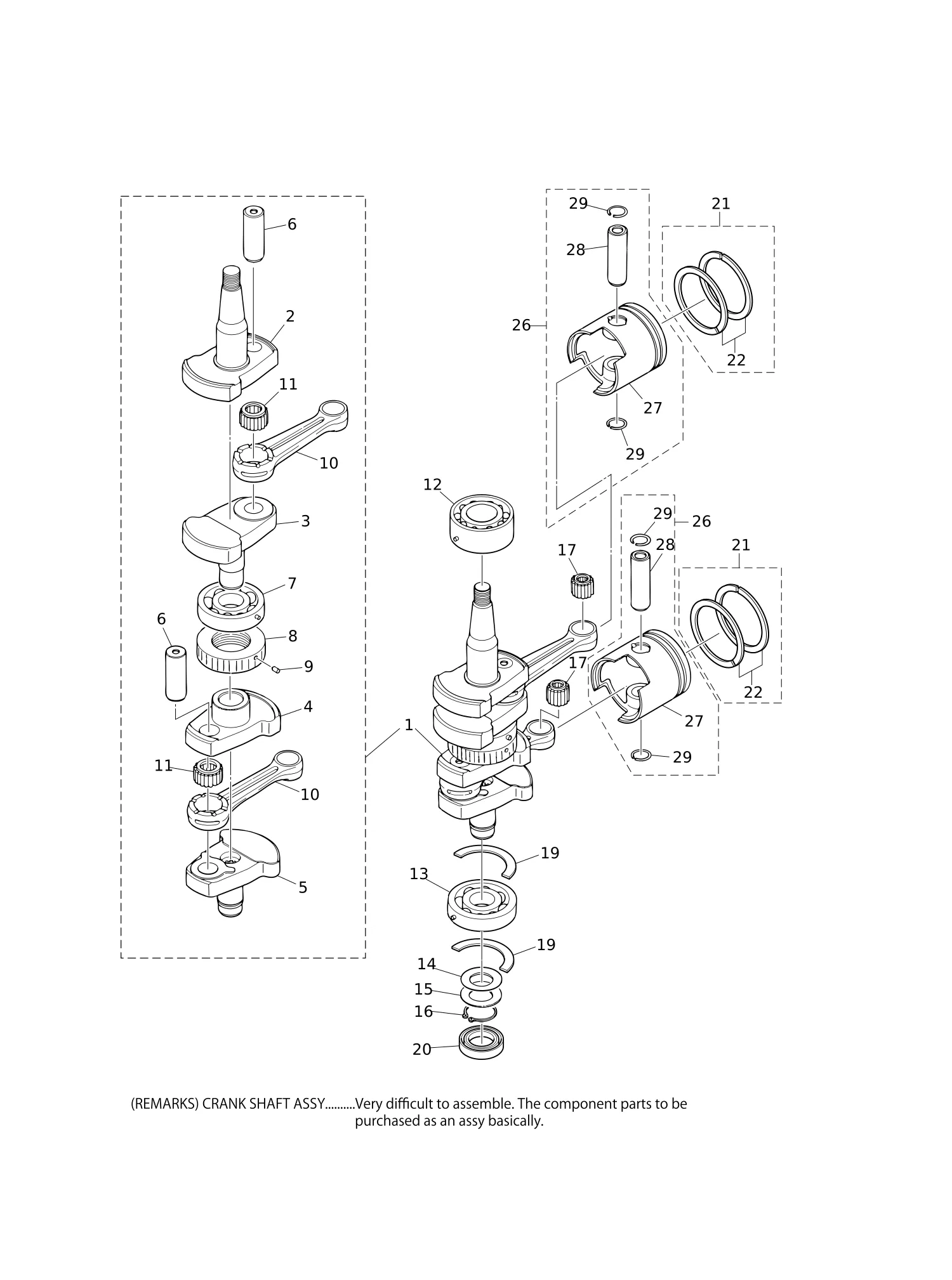 PISTON · CRANK SHAFT