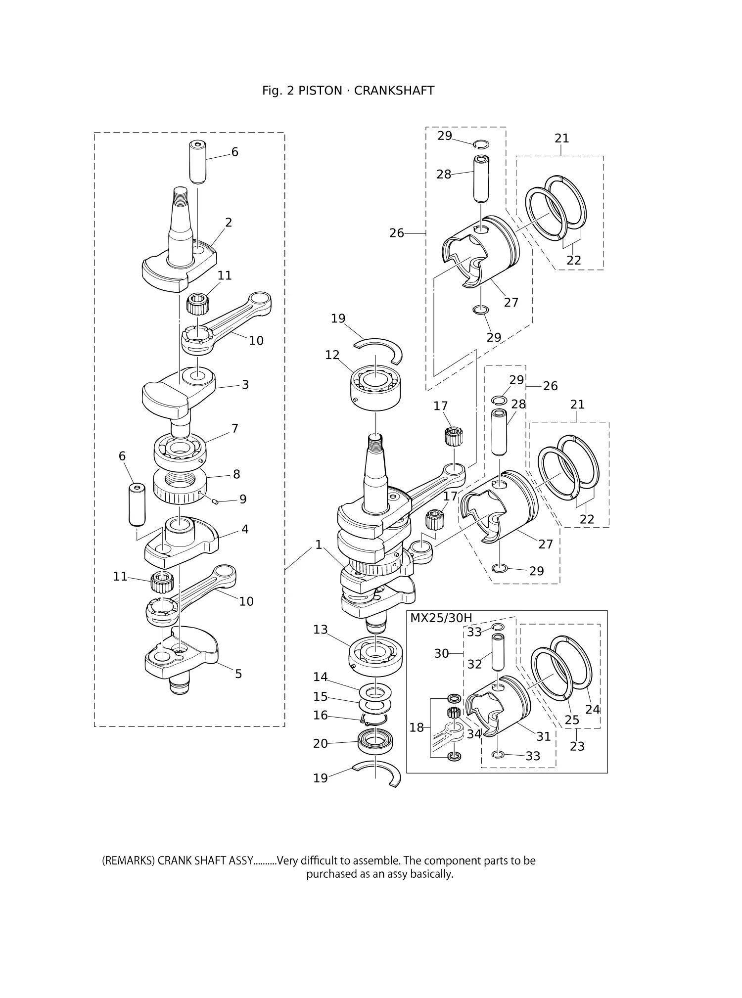 PISTON · CRANK SHAFT