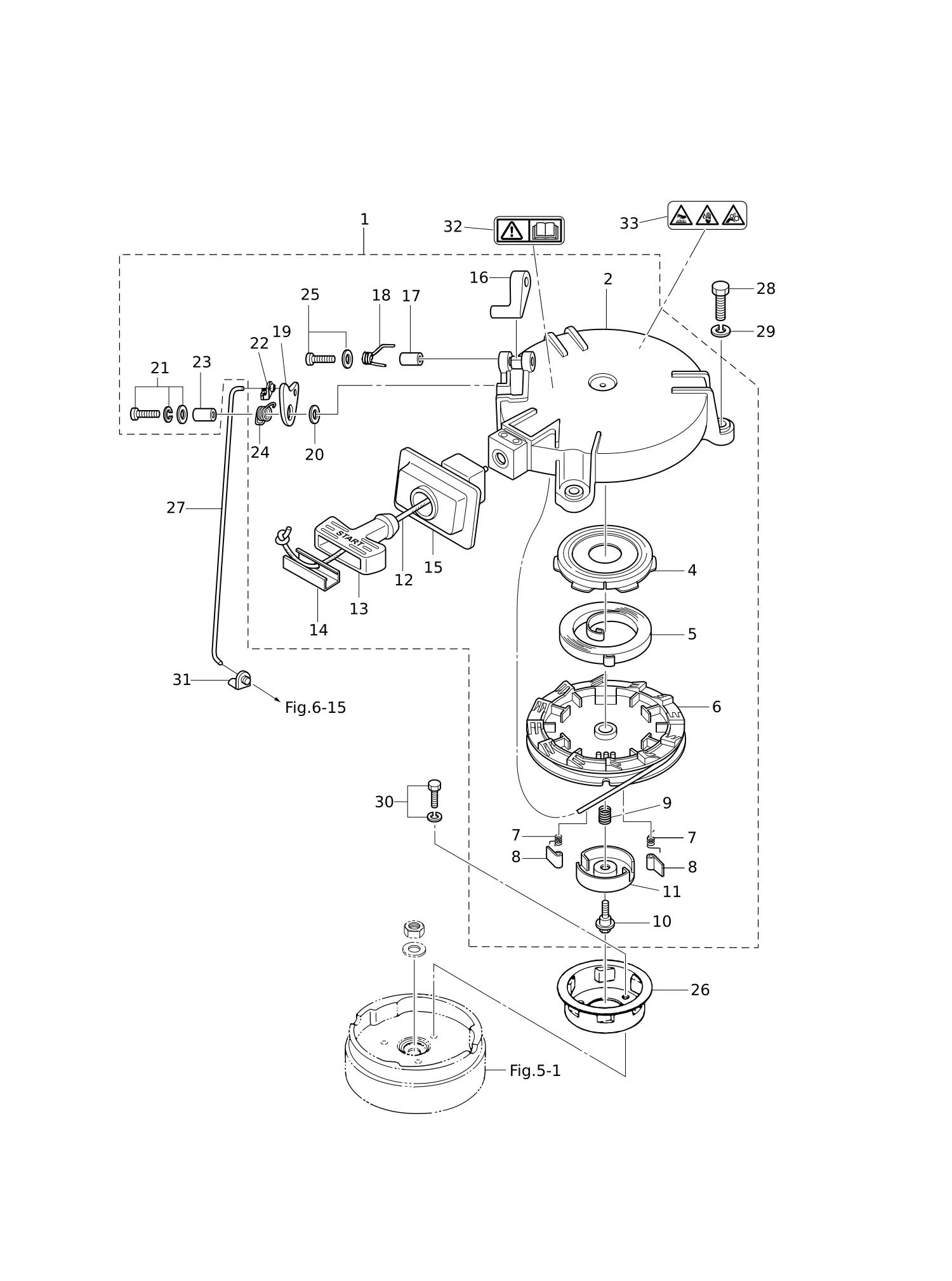 反冲启动器·启动锁 RECOIL STARTER · STARTER LOCK