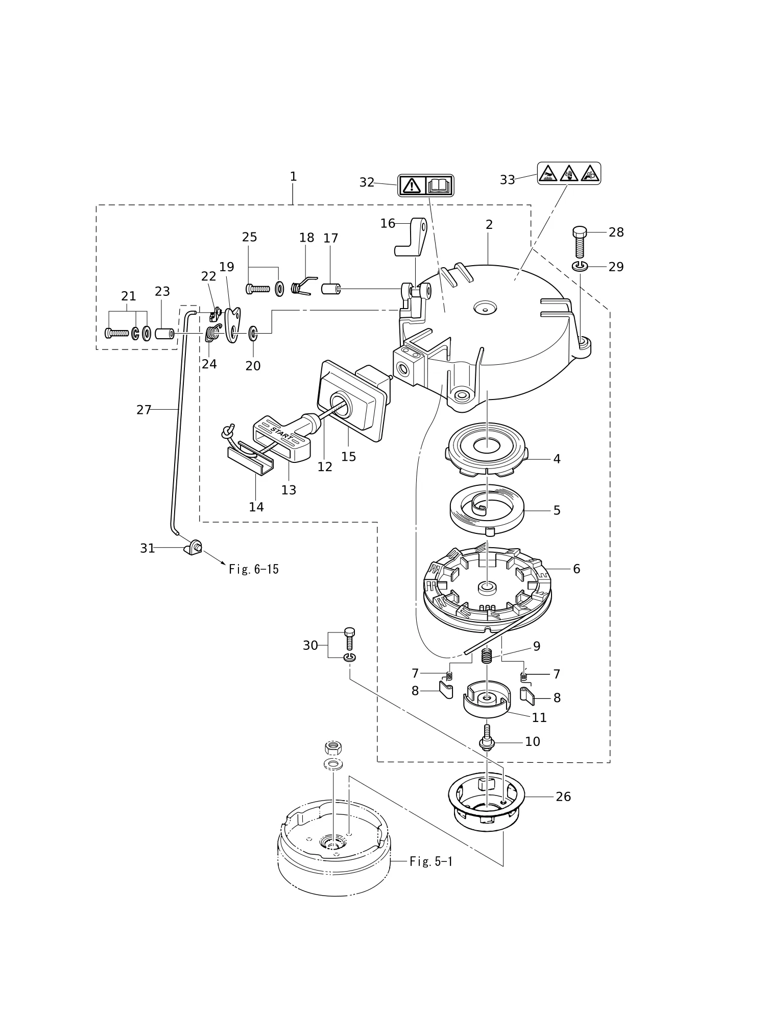 反冲启动器·启动锁 RECOIL STARTER · STARTER LOCK