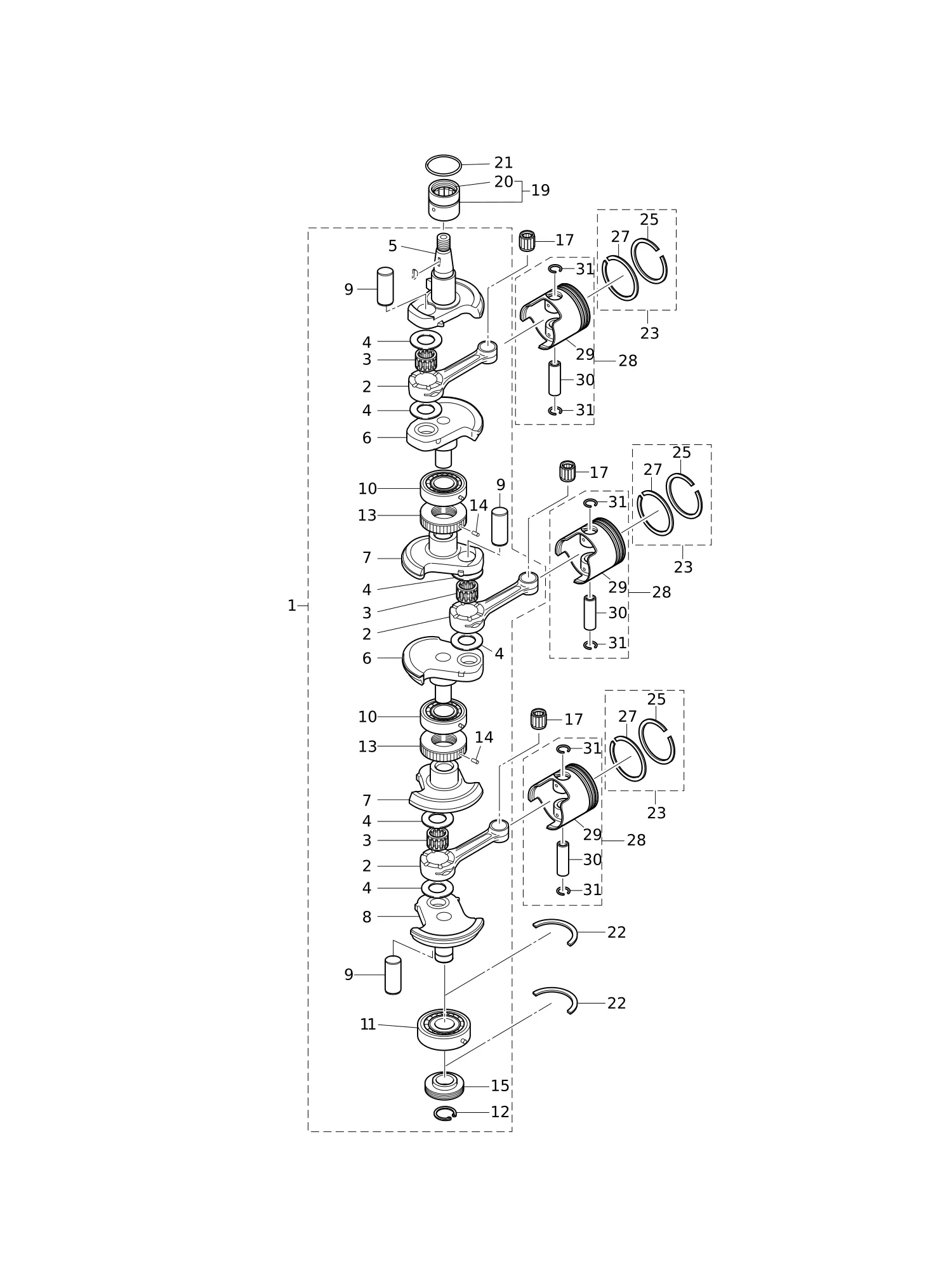 PISTON · CRANK SHAFT