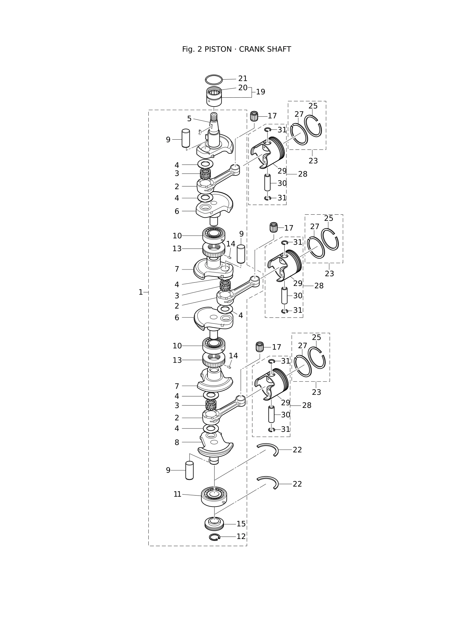 PISTON · CRANK SHAFT