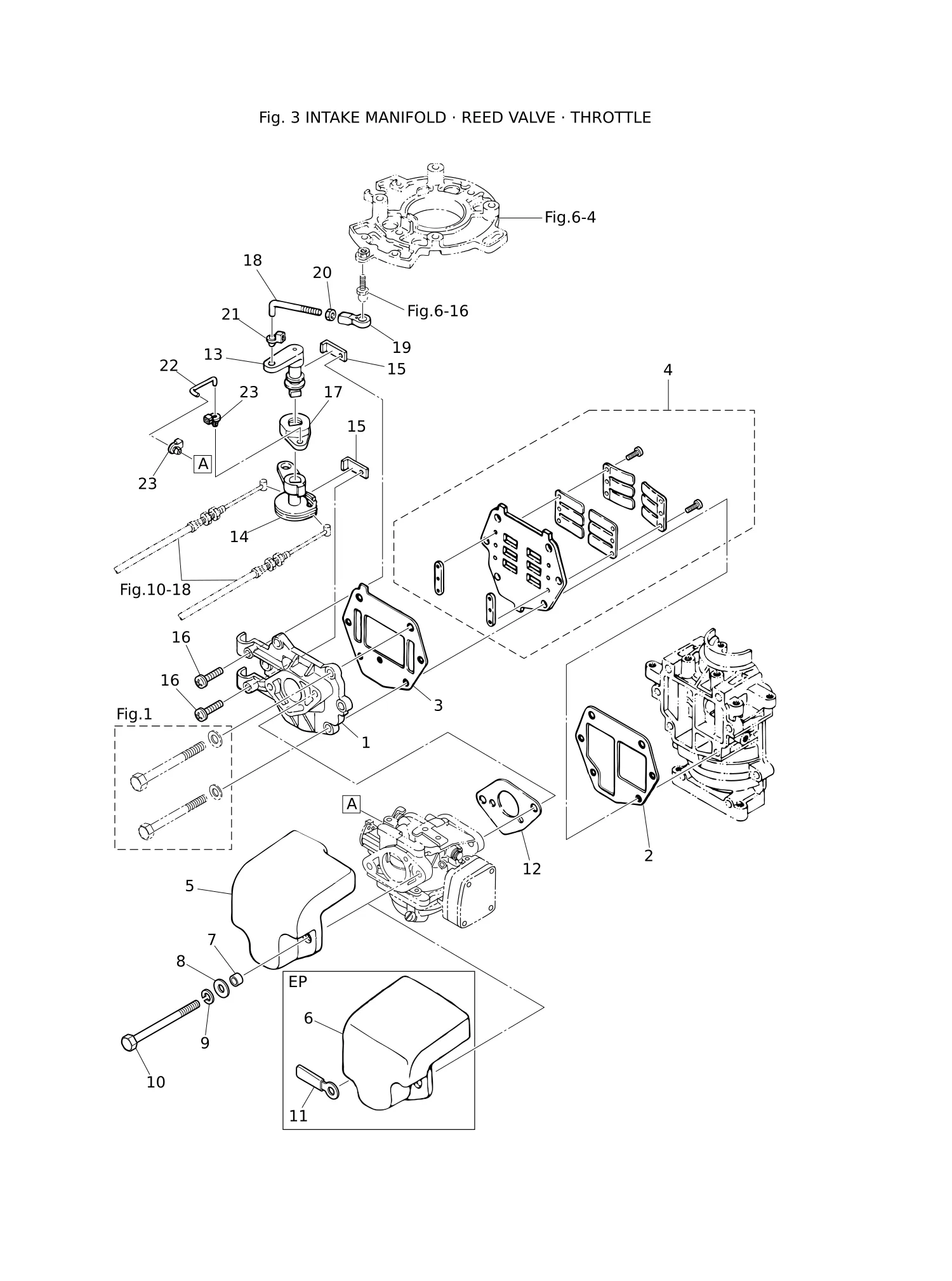 INTAKE MANIFOLD · REED VALVE · THROTTLE