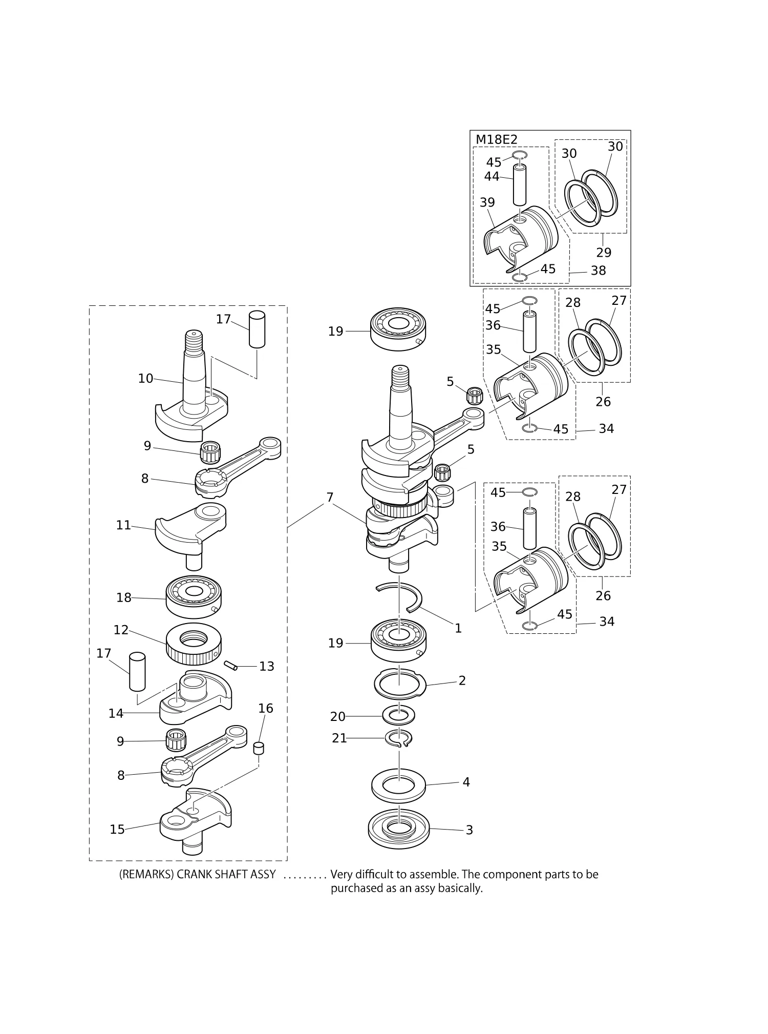 PISTON · CRANK SHAFT