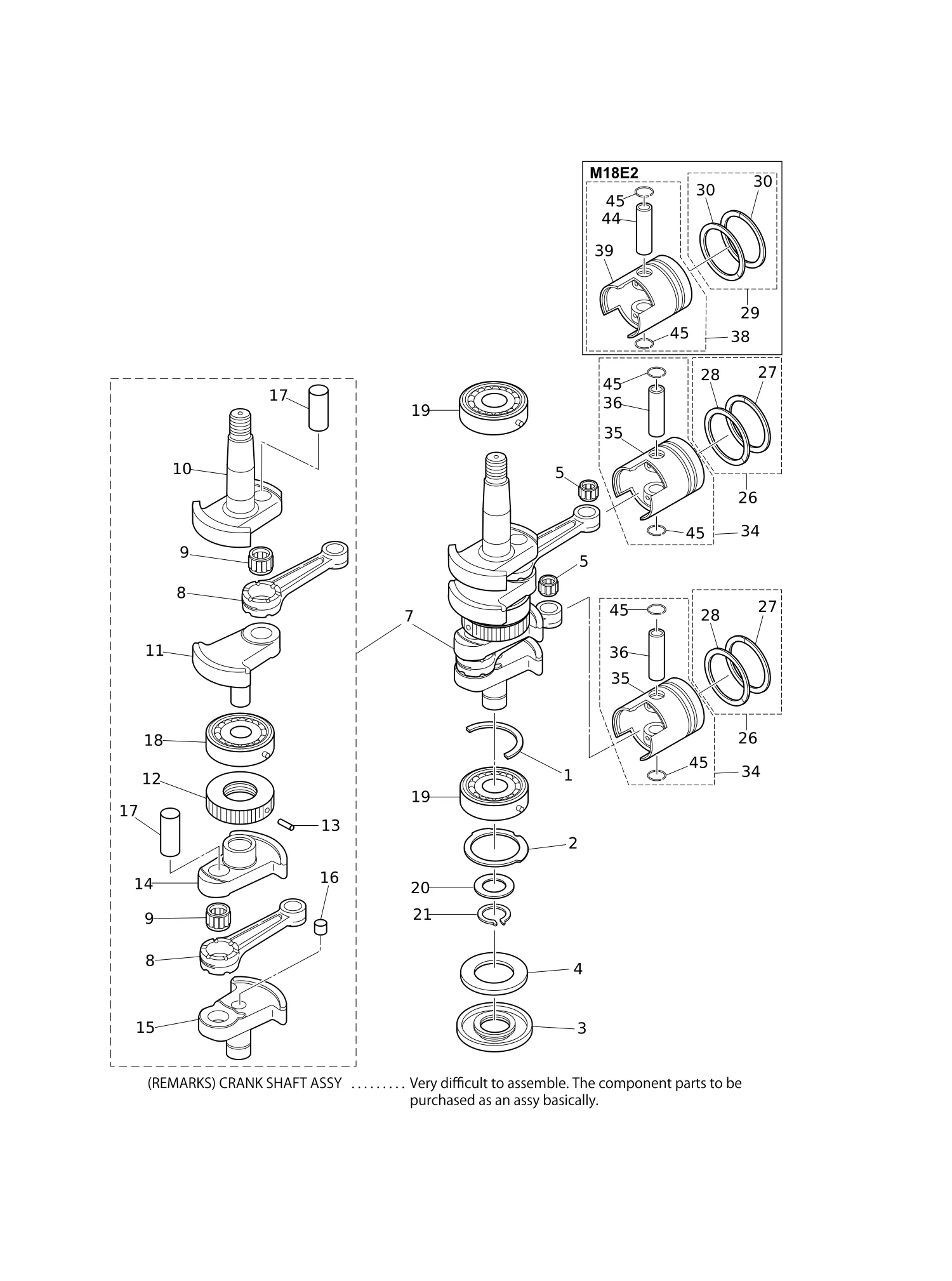 PISTON · CRANK SHAFT