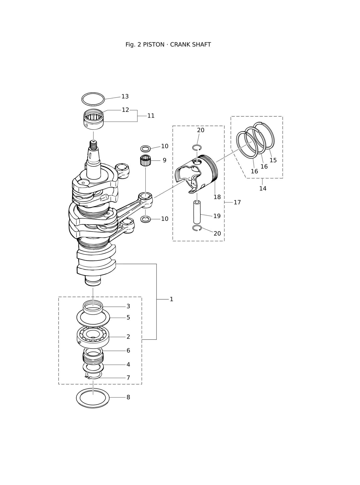 PISTON · CRANK SHAFT