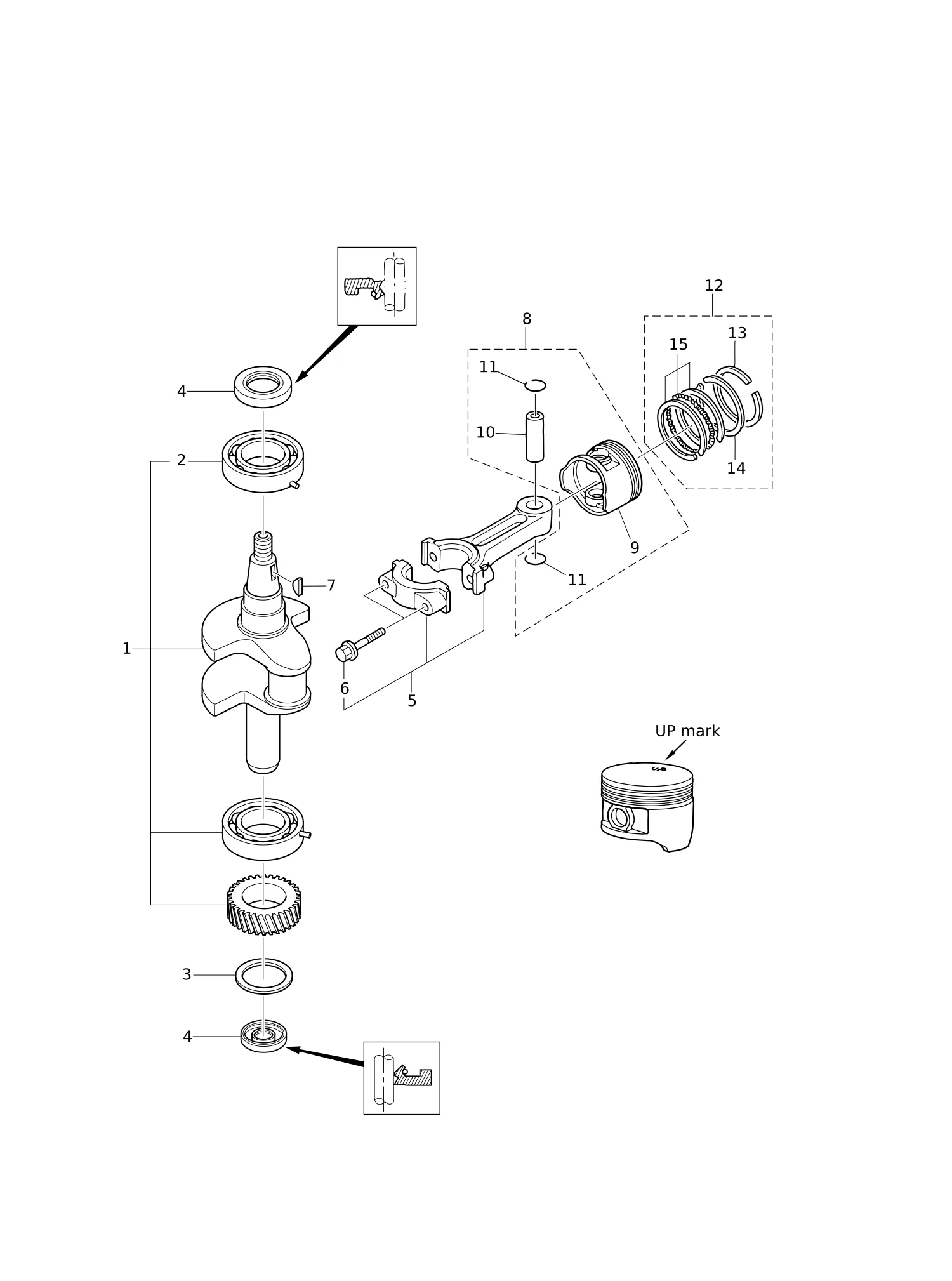 PISTON · CRANK SHAFT