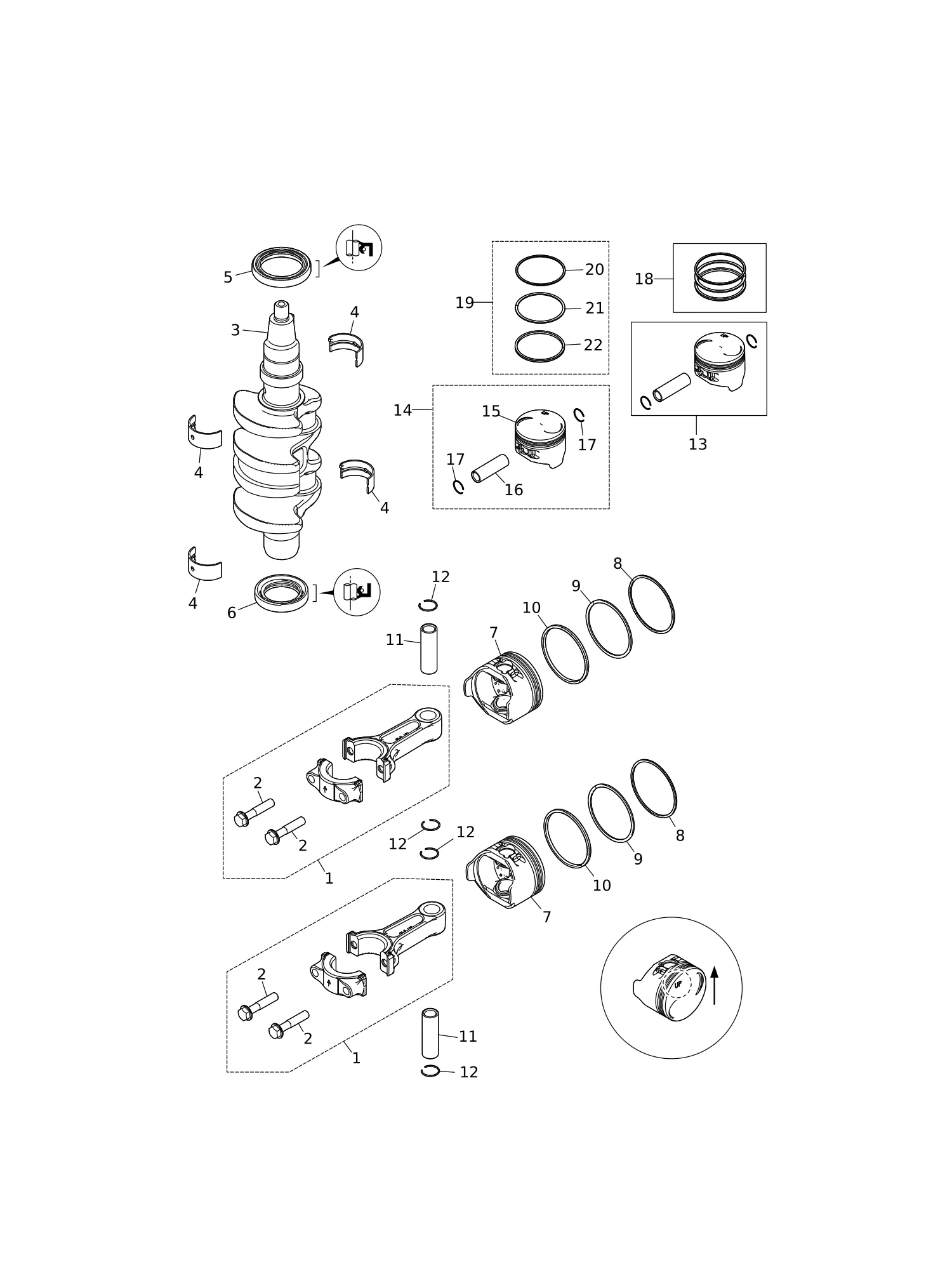 PISTON · CRANK SHAFT