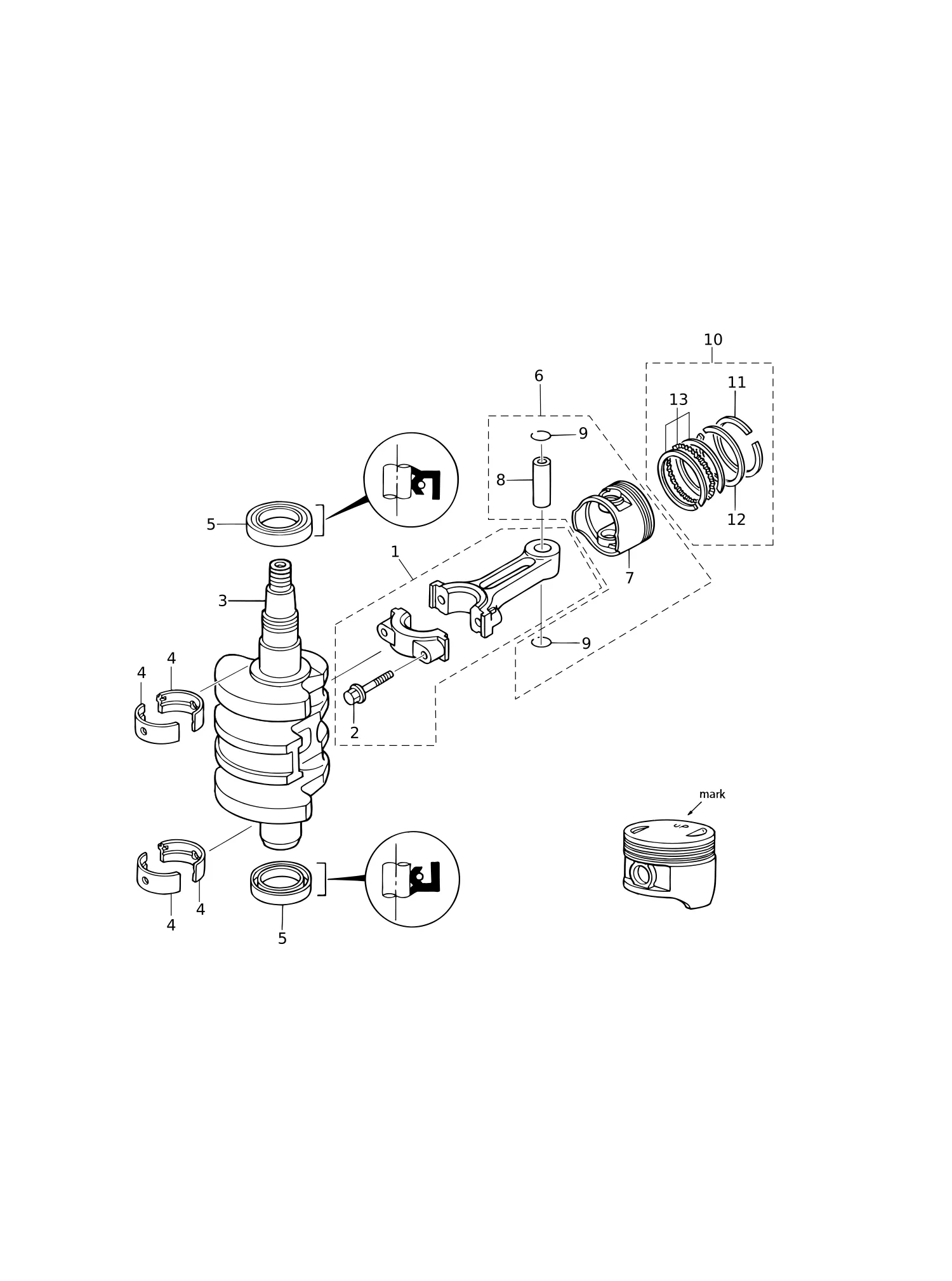 PISTON · CRANK SHAFT
