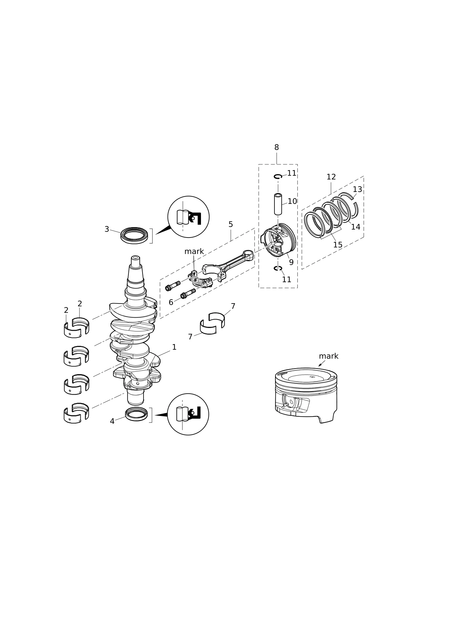 PISTON · CRANK SHAFT